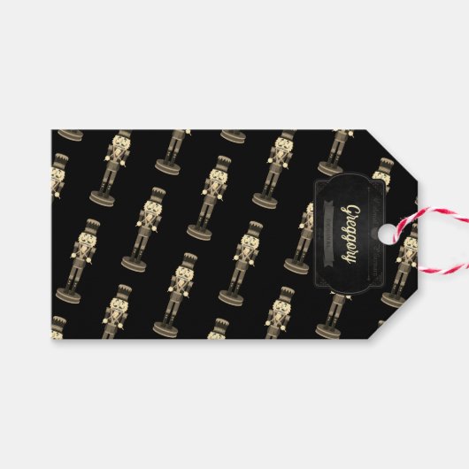 Black Nutcracker Soldier Weihnachten Geschenkanhänger (Vorderseite (Horizontal))