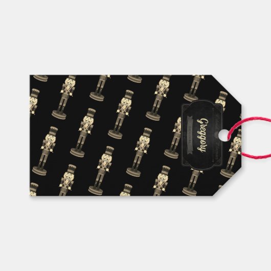 Black Nutcracker Soldier Weihnachten Geschenkanhänger (Vorderseite (Horizontal))