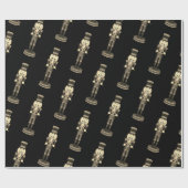 Black Nutcracker Soldier Weihnachtswrapping Paper Geschenkpapier (Flach)