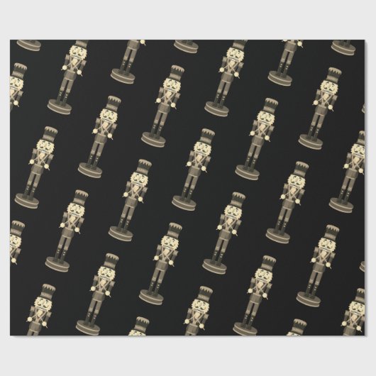 Black Nutcracker Soldier Weihnachtswrapping Paper Geschenkpapier (Flach)