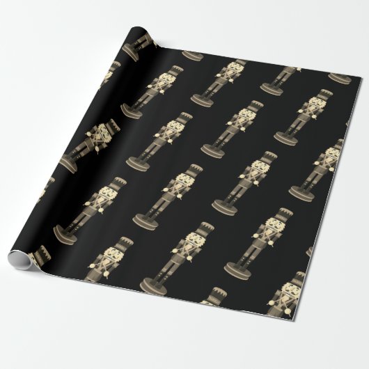 Black Nutcracker Soldier Weihnachtswrapping Paper Geschenkpapier (Ungerollt)