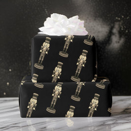 Black Nutcracker Soldier Weihnachtswrapping Paper Geschenkpapier