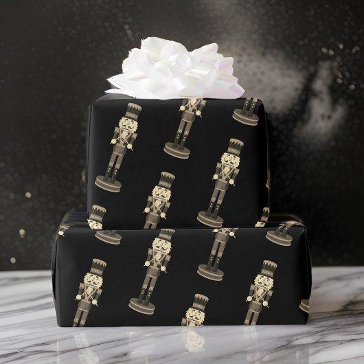 Black Nutcracker Soldier Weihnachtswrapping Paper Geschenkpapier