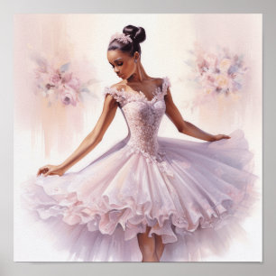 Black Nutcracker Sugar Plum Fairy in Pink Tutu Poster