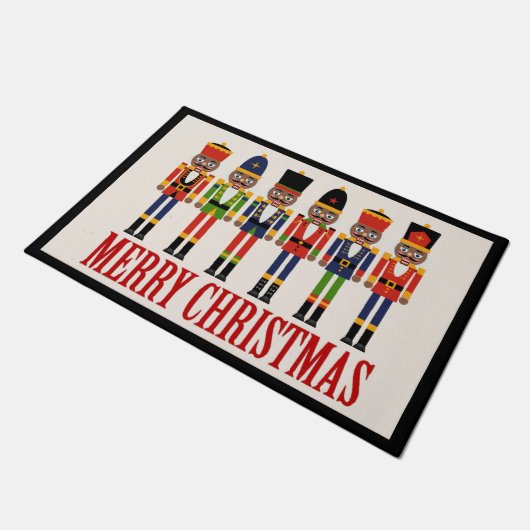 Black Nutcracker Weihnachtsmatte Fußmatte (Schrägansicht)