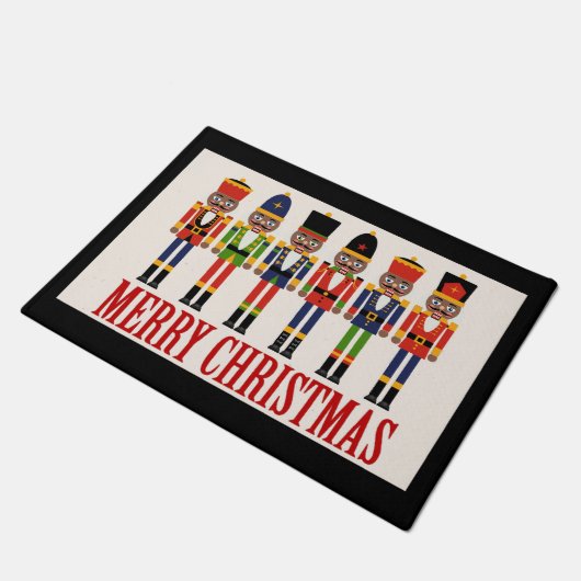 Black Nutcracker Weihnachtsmatte Fußmatte (Schrägansicht)