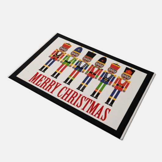 Black Nutcracker Weihnachtsmatte Fußmatte (Schrägansicht)