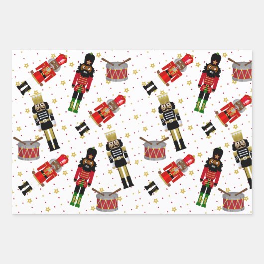 Black Nutcracker Weihnachtswrapping Paper Sheets Geschenkpapier Set (Vorderseite)