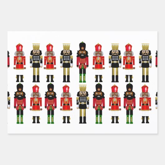 Black Nutcracker Weihnachtswrapping Paper Sheets Geschenkpapier Set (Vorderseite 3)