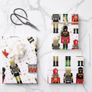 Black Nutcracker Weihnachtswrapping Paper Sheets Geschenkpapier Set