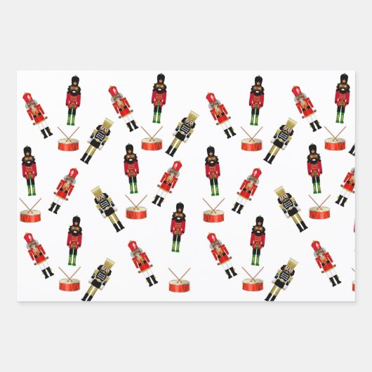 Black Nutcracker Weihnachtswrattschäfte Geschenkpapier Set (Vorderseite 3)
