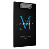 Black Ocean Blue Monogram Stilvolle Skriptbezeichn Klemmbrett (Rechts)