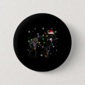 Black Odle Dog Christmas Lights Funny Santa Hat Do Button (Vorderseite)