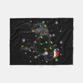 Black Odle Dog Christmas Lights Funny Santa Hat Do Fleecedecke (Vorderseite (Horizontal))