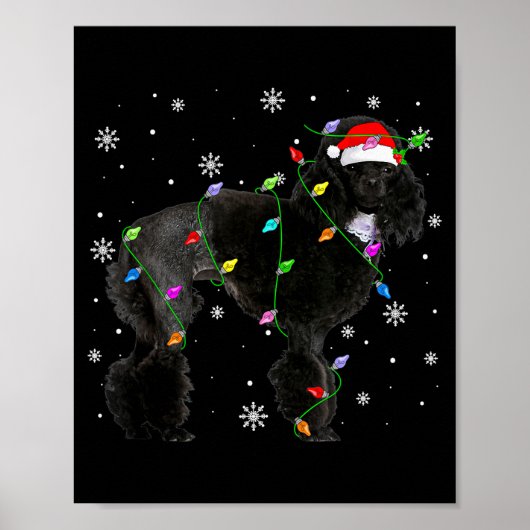 Black Odle Dog Christmas Lights Funny Santa Hat Do Poster (Vorne)