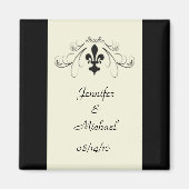 Black Off White Lilie Wedding Magnet (Vorne)