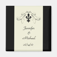 Black Off White Lilie Wedding Magnet