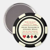 Black Off White Poker Casino Save the Date Magnet (Vorderseite/Rückseite)