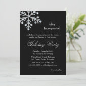 Black Offset Crystal Snowflake Holiday Invitation Einladung (Stehend Vorderseite)