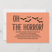 Black Oh der Horror Halloween-Party einladen Einladung (Vorderseite)
