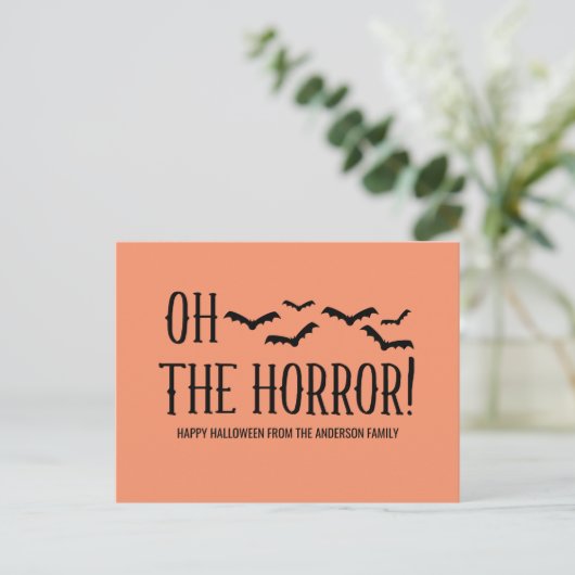 Black Oh, der Horror Halloween Postcard Postkarte (Stehend Vorderseite)