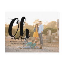 Black Oh What Fun Holiday Foto Postkarte