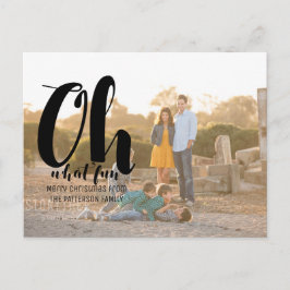 Black Oh What Fun Holiday Foto Postkarte