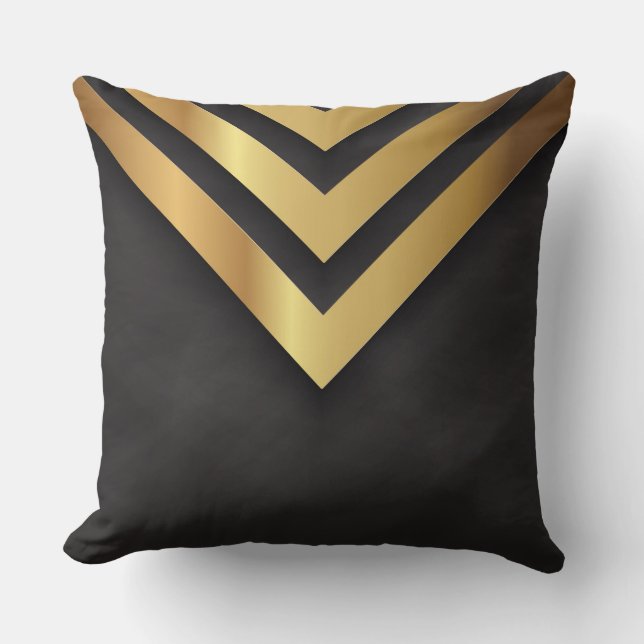 Black Old Gold Metal Arrow Kissen (Vorderseite)
