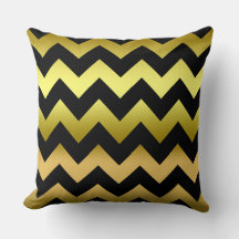 Black Old Gold Ombre Zig Zag Streifenkissen