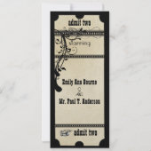 Black Old Hollywood Ticket Wedding Einladung (Rückseite)