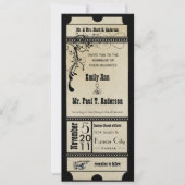 Black Old Hollywood Ticket Wedding Einladung (Vorderseite)