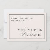 Black Old Money Will You Be My Bridesmaid Card Einladung (Vorderseite)