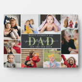 Black & Olive Best Dad Father's Day Foto Collage Fotoplatte (Vorderseite)