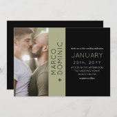 Black Olive Green Foto Moderne Hochzeit Einladung (Vorne/Hinten)