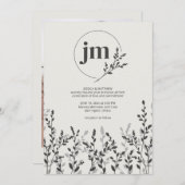 Black Olive ・ Rustikale Wildblume Foto Hochzeit Einladung (Vorne/Hinten)