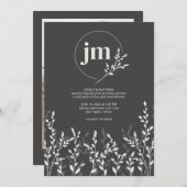 Black Olive ・ Rustikale Wildblume Foto Hochzeit Einladung (Vorne/Hinten)