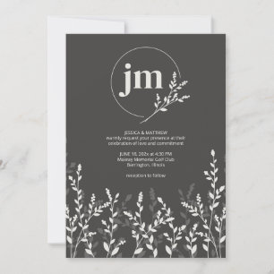 Black Olive ・ Rustikale Wildblume Foto Hochzeit Einladung