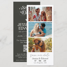 Black Olive Save the Date Foto-Stand QR-Code