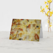 "Black Olive Tomato & Sausage Pizza" Geburtskarte Karte (Gelbe Blume)