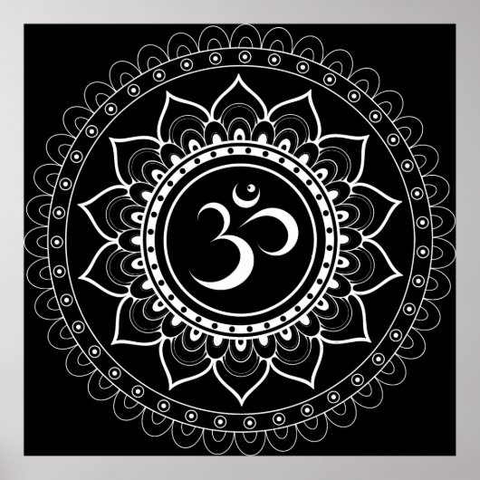 Black Om Mandala Poster (Vorne)