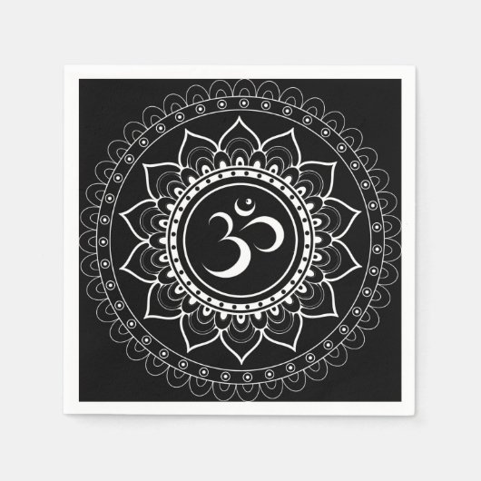 Black Om Mandala Serviette (Vorderseite)