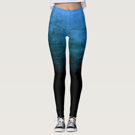 Black Ombré Distressed Texture - Blue Leggings (Vorderseite)