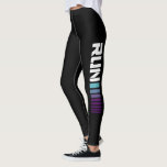 Black Ombré führt aktive Sportarten aus Leggings<br><div class="desc">Diese schwarzen Leggings sind mit einem weißen Typografie-Slogan "RUN" mit blauen und lila ombré-Blockstreifen versehen, die die Länge jedes Beins abrunden. Das schlichte und trendige Design ist perfekt für den Fitnessraum, Yoga, Tanz und das allgemeine behalt-Fitness-Programm und wird Ihnen eine Touch Glam zum Training hinzufügen. Matching Artikel sind verfügbar. Bitte...</div>