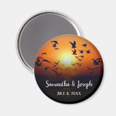 Black Ombre Orange Sunset Foto Wedding Magnet (Vorderseite/Rückseite)