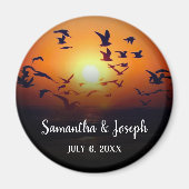 Black Ombre Orange Sunset Foto Wedding Magnet (Vorne)
