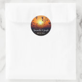 Black Ombre Orange Sunset Foto Wedding Runder Aufkleber (Tasche)