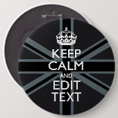 Black on Black Behalt Calm und Ihre Text Union Jac Button (Vorne & Hinten)