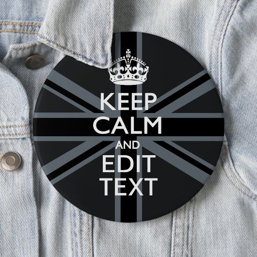 Black on Black Behalt Calm und Ihre Text Union Jac Button (Beispiel)
