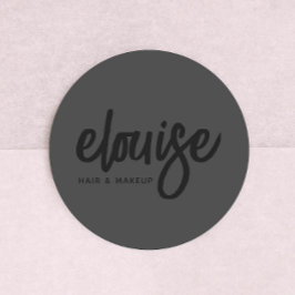 Black on Black Modern Brush Script Beauty Business Runder Aufkleber