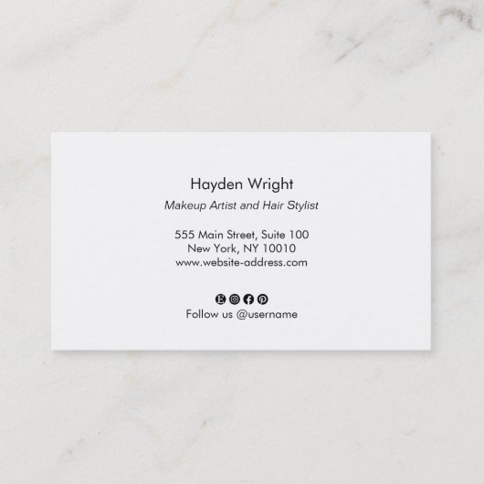 Black on Black Modern Brush Script Beauty Business Visitenkarte (Rückseite)